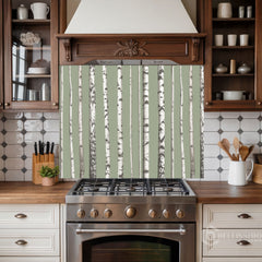 Minimalist Birch Forest Glass Backsplash