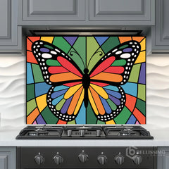 Colorful Butterfly Stained Glass Wall Art Panel