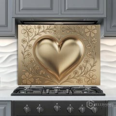 Engraved Brass Glass Backsplash