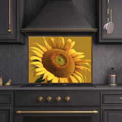 Painterly Sunflower Glass Backsplash