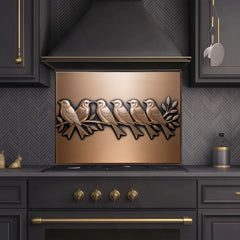 Brushed Bronze Birds on Branch Glass Backsplash