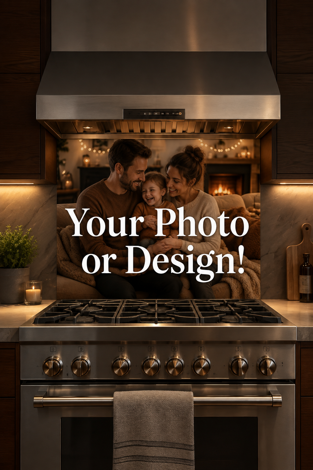 Custom Size Tempered Glass Kitchen Backsplash