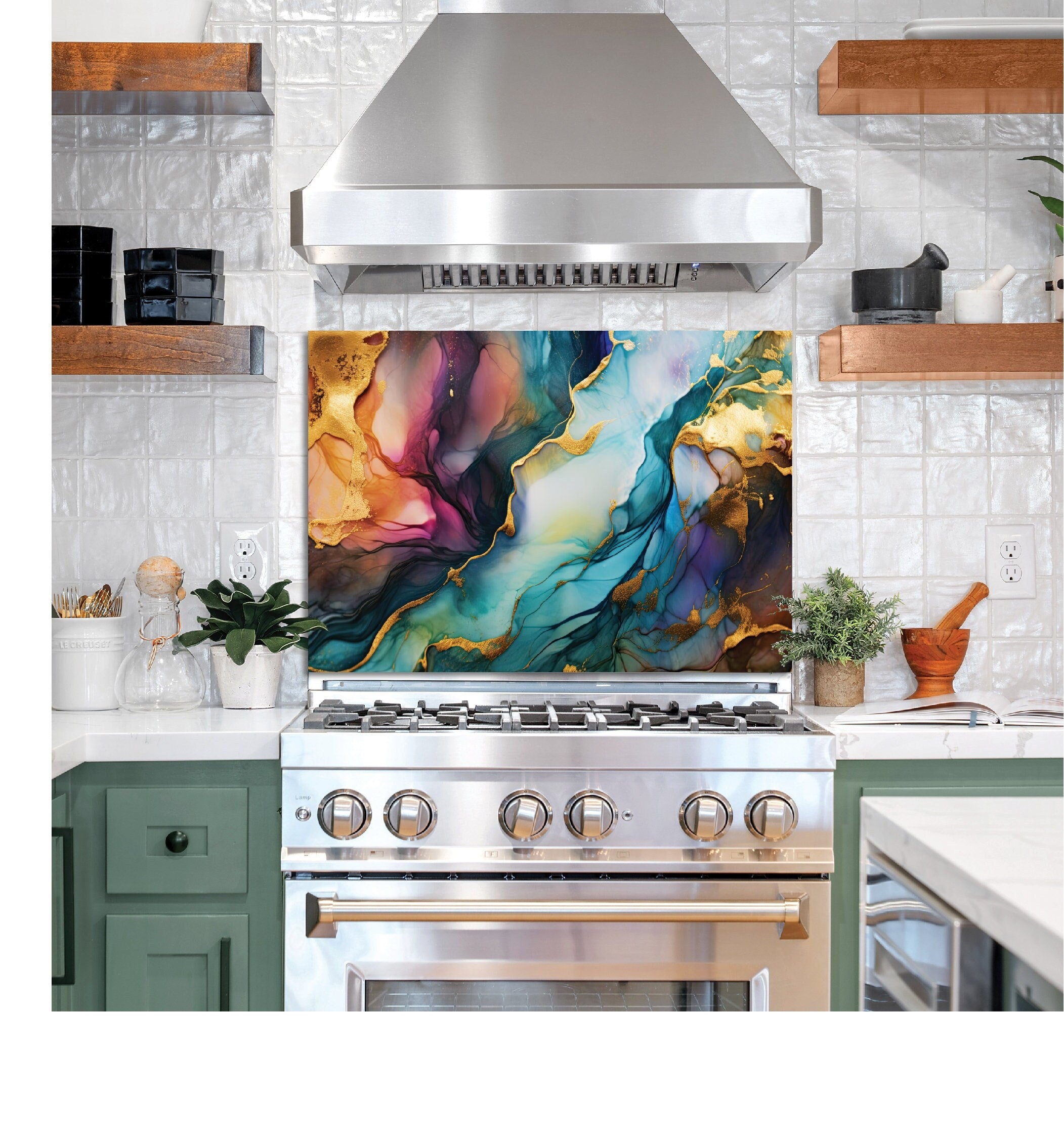 Abstract kitchen glass backsplash Tempered Glass, Stove Backsplash, for sink, Kitchen Decor, Stove Back Cover, Stove Top Cover, Kitchen art, Gift for mom, Kitchen wall decor, Backsplash Decals