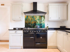 Tempered Glass Kitchen Backsplash: Multicolored Gold Yellow Green