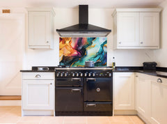 Marbled Ink Tempered Glass Kitchen Backsplash Panel