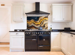 Tempered Glass Kitchen Backsplash: Abstract Art Panel, Heat & Scratch Resistant