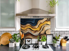 Tempered Glass Kitchen Backsplash: Abstract Art Panel, Heat & Scratch Resistant