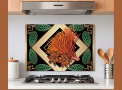 Art Deco Tempered Glass Kitchen Backsplash - Heat & Scratch Resistant