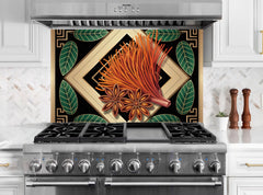 Art Deco Tempered Glass Kitchen Backsplash - Heat & Scratch Resistant