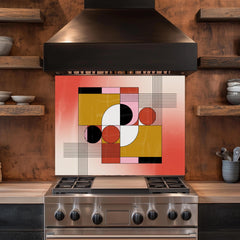 Geometric Tempered Glass Kitchen Backsplash: Modern Art Tile Mural