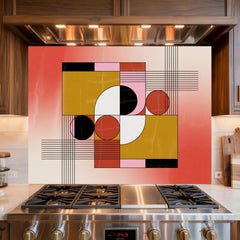 Geometric Tempered Glass Kitchen Backsplash: Modern Art Tile Mural