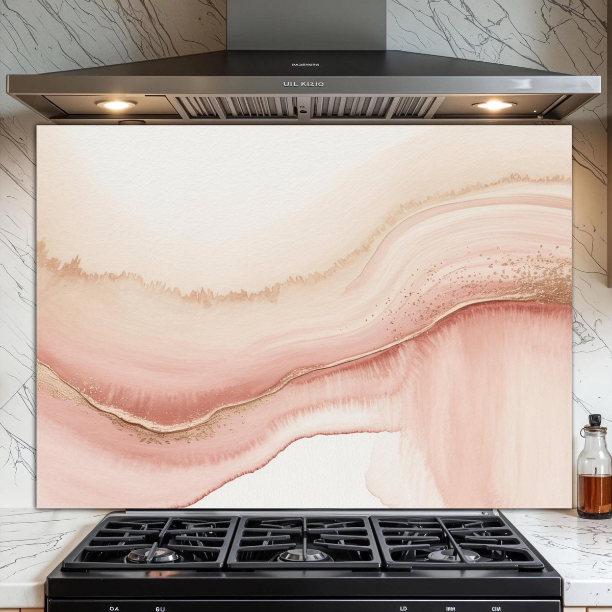 Abstract Marble Glass Kitchen Backsplash: Tempered Glass Panel