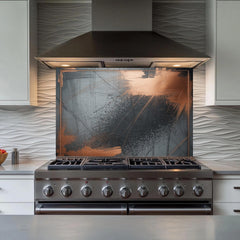 Industrial Rust Effect Glass Backsplash: Tempered Kitchen Decor