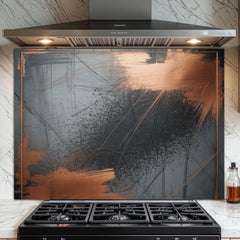 Industrial Rust Effect Glass Backsplash: Tempered Kitchen Decor