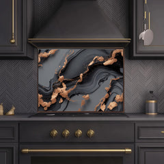 Black and Gold Marble Glass Backsplash: Modern Kitchen Decor