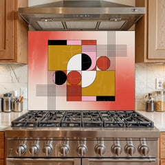 Geometric Tempered Glass Kitchen Backsplash: Modern Art Tile Mural
