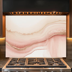 Abstract Marble Glass Kitchen Backsplash: Tempered Glass Panel
