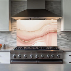 Abstract Marble Glass Kitchen Backsplash: Tempered Glass Panel