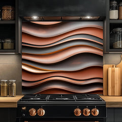 Industrial Rust Effect Glass Backsplash: Tempered Kitchen Decor