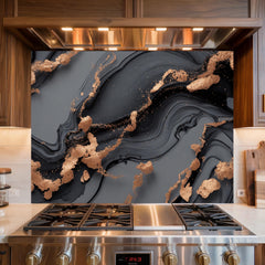 Black and Gold Marble Glass Backsplash: Modern Kitchen Decor