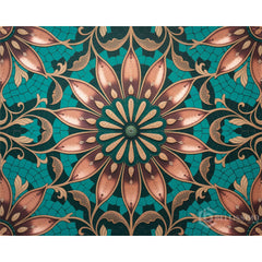 Turquoise Bronze Mosaic Mandala Glass Backsplash: Ornate Floral Design