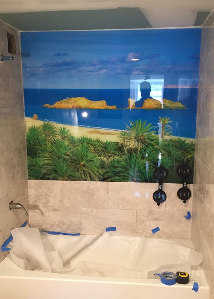 Maimi Beach Condo project, after custom Bathroom backsplash