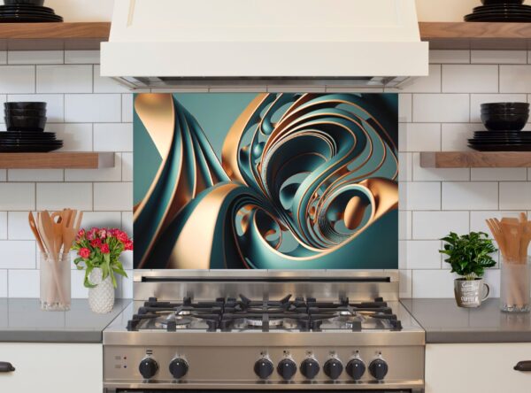 Abstract waves and circles 5/32″ Kitchen Glass Backsplash - Image 6