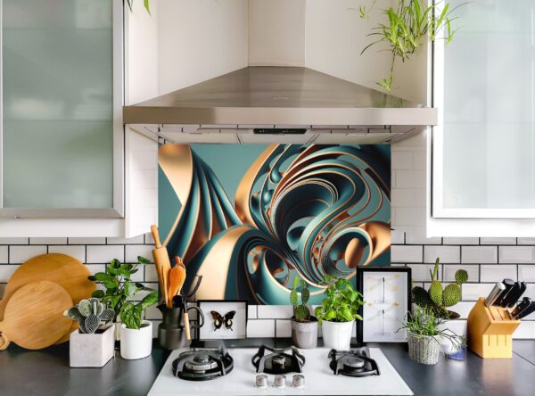 Abstract waves and circles 5/32″ Kitchen Glass Backsplash - Image 7