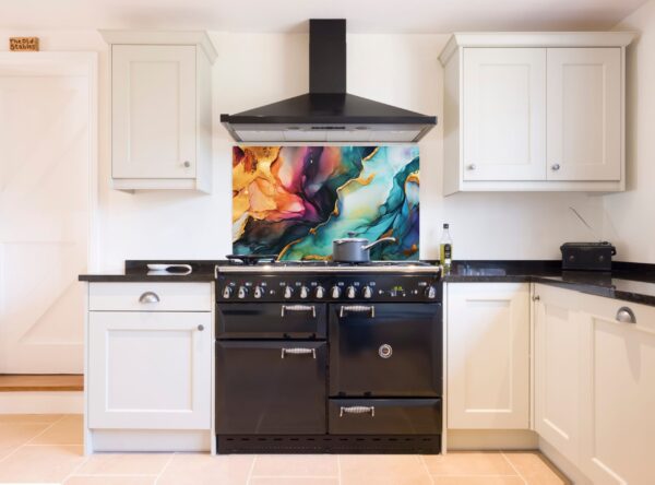 Abstract marbled ink painted waves texture Kitchen 5/32″ Glass Backsplash - Image 8