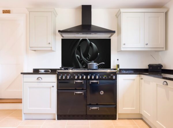 Abstract black flowing wave lines with smooth shapes kitchen 5/32″ glass backsplash - Image 7