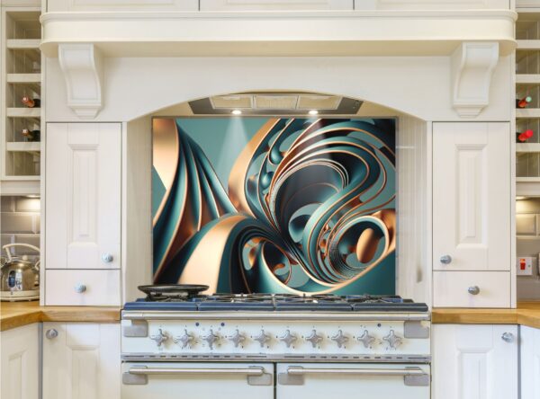 Abstract waves and circles 5/32″ Kitchen Glass Backsplash