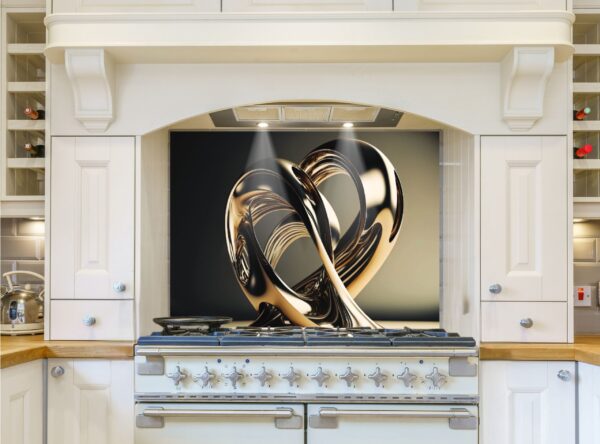 Silver metal heart 5/32″ kitchen glass backsplash