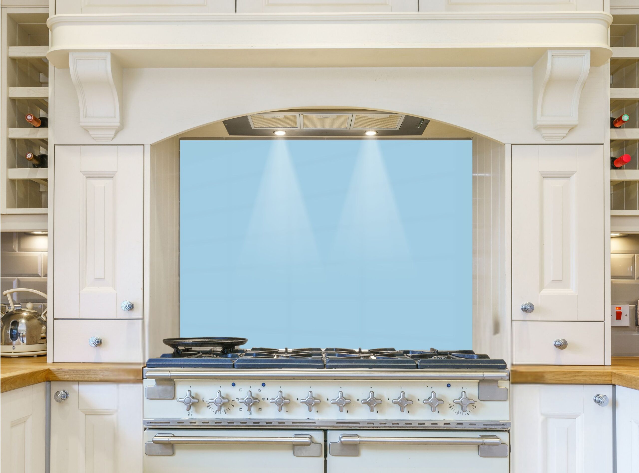 Solid Color Linum Ice 5/32″ Kitchen Glass Backsplash, Tempered Glass, Stove Top Cover