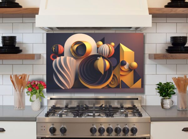 Abstract colored shape 5/32″ kitchen glass backsplash - Image 4