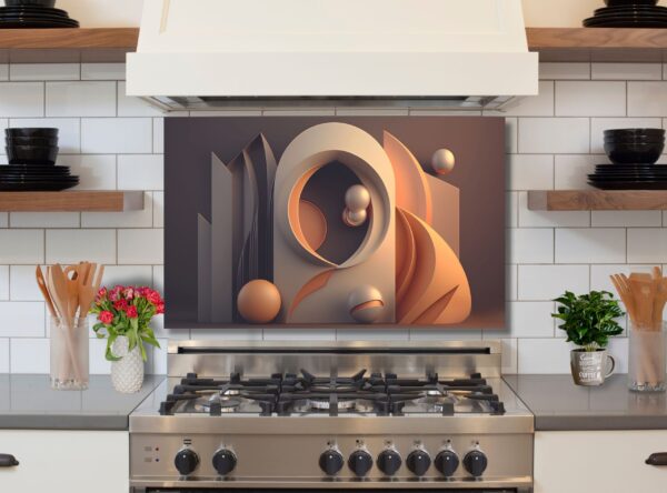 Abstract shapes 5/32″ kitchen glass backsplash - Image 4