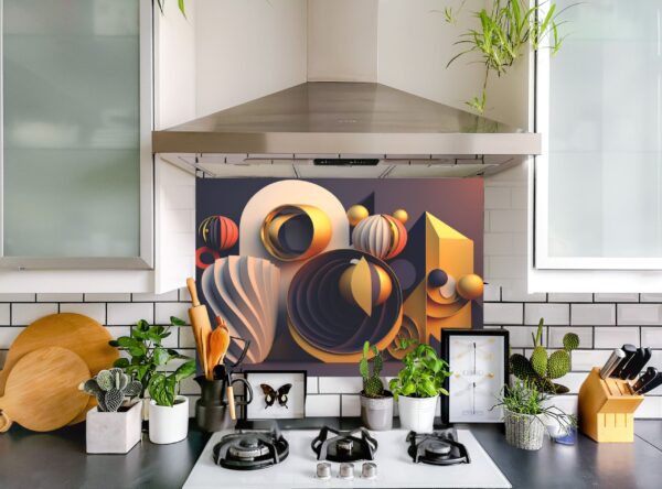 Abstract colored shape 5/32″ kitchen glass backsplash - Image 5