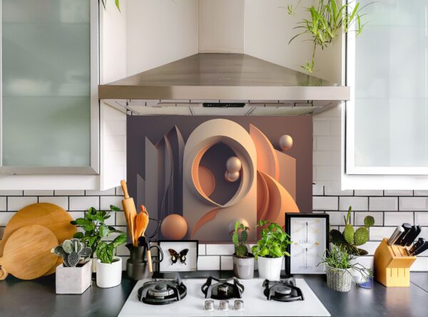 Abstract shapes 5/32″ kitchen glass backsplash - Image 5