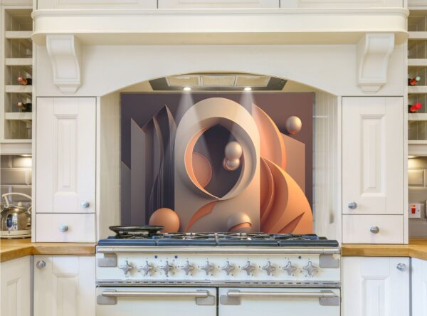 Abstract shapes 5/32″ kitchen glass backsplash