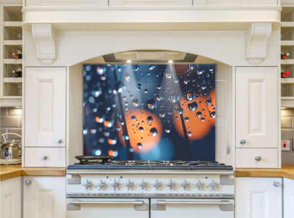 Water drops 5/32″ kitchen glass backsplash