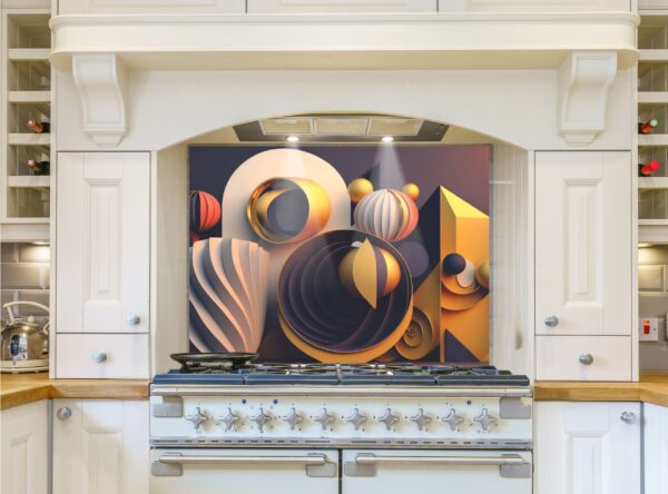Abstract colored shape 5/32″ kitchen glass backsplash