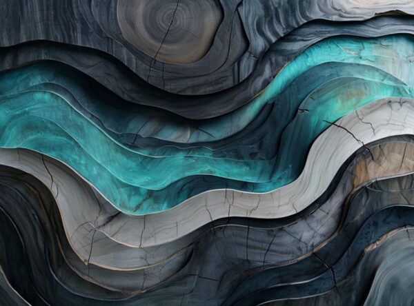 Abstract Art Piece of Layered Wood with Undulating Shapes - Image 7