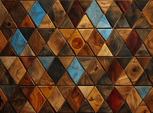 Close-Up Of Triangular Tile Pattern With Unique Wood Grain - Image 7