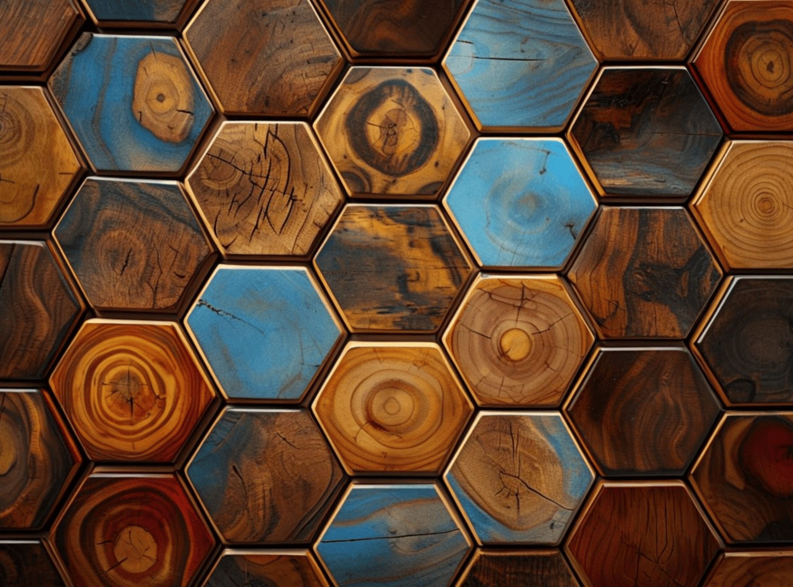 Hexagonal Tile Pattern Showcasing Diverse Wood Grain Textures - Image 7