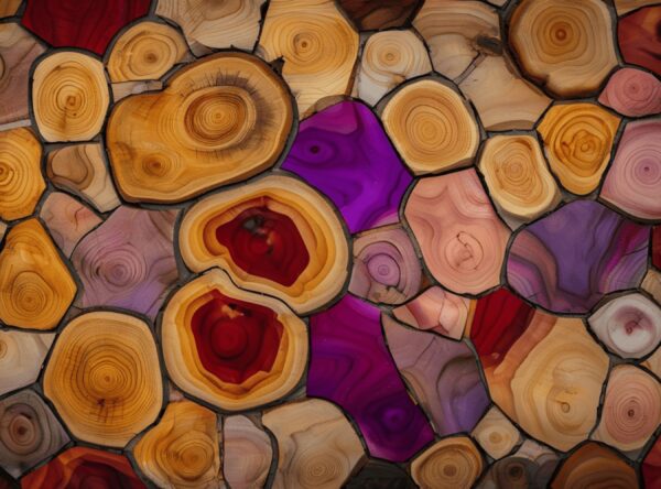 Intricate Mosaic Of Colorful Wooden Pieces With Distinct Patterns - Image 4