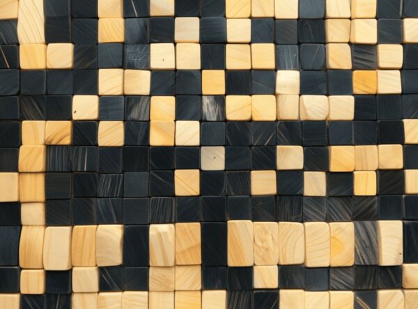 Intricate Wooden Mosaic Artwork With Checkerboard Pattern - Image 7
