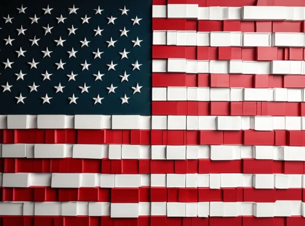 Modern Artistic Interpretation Of The American Flag In Blocks - Image 7