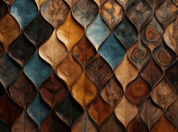 Repetitive Mosaic Of Leaf Shapes In Vibrant Colors - Image 7