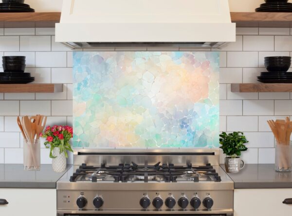 Pastel Mosaic Abstract Artwork with Soft Irregular Shapes - Image 6