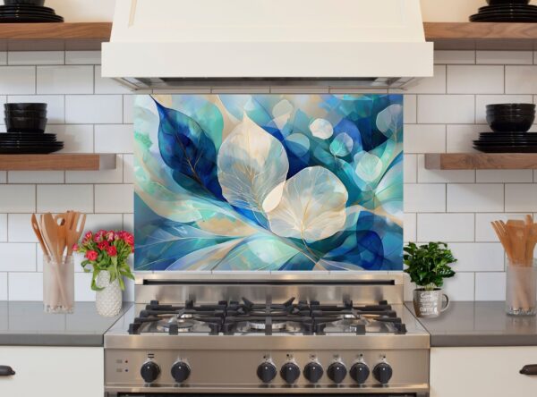 Abstract Digital Painting of Overlapping Leaves in Blue Tones - Image 6