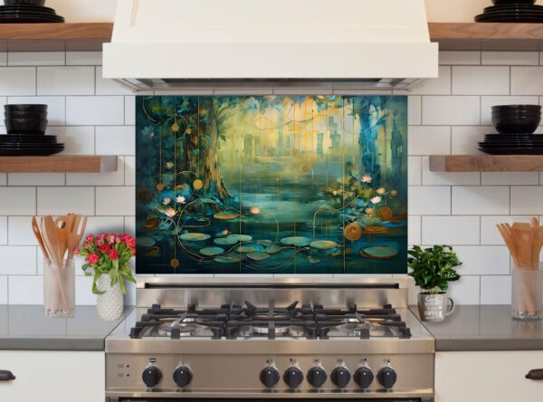 Abstract Aquatic Scene Featuring Tranquil Lily Pads And Vines - Image 5